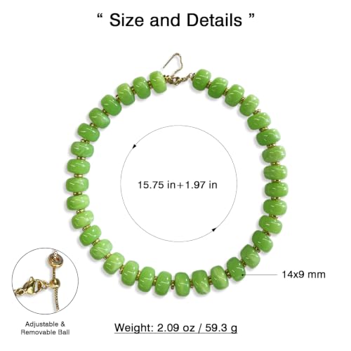 Colorful Chunky Resin Beaded Choker Necklaces for Women | Multicolor Beads, Sturdy Metal Chain, Adjustable, Detachable, Lightweight, Summer Beach Boho, Trendy Statement Jewelry Gift - color: Teal