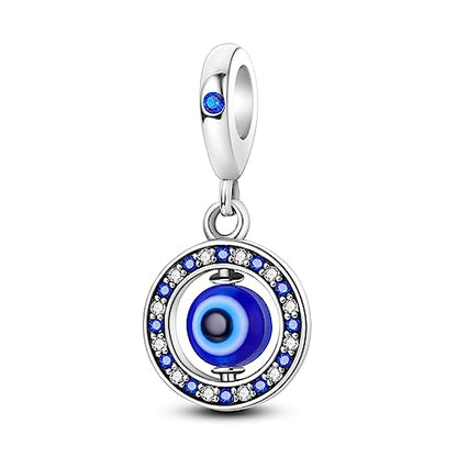 HONGRUI 925 Sterling Silver Charm for Bracelets Fashion Women Jewelry Gift - color: Blue Evil Eye