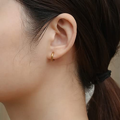 316L Surgical Stainless Steel Small Hoop Earrings 8mm 10mm 12mm 14mm Hypoallergenic Huggie Hoop Earrings Helix Lobes Hinged Sleeper Earrings Cartilage Piercings - color: A: Diameter 8mm (6 Color),6 Pairs