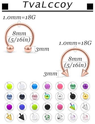 20/18/16/14G Horseshoe Septum Nose Lip Rings Smile Piercings 6/8/10/12/14/16mm Cartilage Helix Daith Earrings Surgical Steel Jewelry for Women Men - size: 18g*5/16in(8mm)
