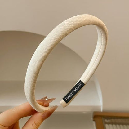 Padded Headband, 2 Fixed Widths Thick Padded Headbands for Women Chunky Puffy Black Beige Brown Hairband