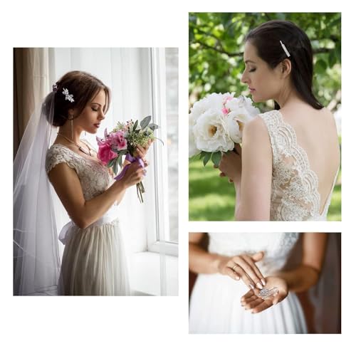 6 Pieces Delicate Rhinestone Bridal Hair Clip, Leaf Wedding Hairpin Bride Crystal Hair Clips, Elegant Bridal Hairpins, Hair Accessories for Women Girls (Classic Type)