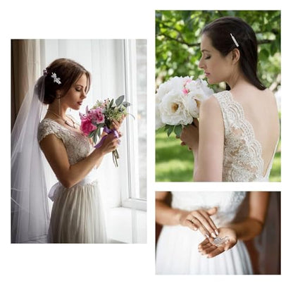 6 Pieces Delicate Rhinestone Bridal Hair Clip, Leaf Wedding Hairpin Bride Crystal Hair Clips, Elegant Bridal Hairpins, Hair Accessories for Women Girls (Classic Type)