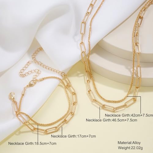 Necklace Bracelet for Women, Chocker Necklace, Crystal Bracelet Jewelry Set for Women, Wedding Jewelry for Bride, Sparkly Party Prom Hypoallergenic - color: Gold