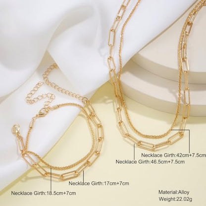 Necklace Bracelet for Women, Chocker Necklace, Crystal Bracelet Jewelry Set for Women, Wedding Jewelry for Bride, Sparkly Party Prom Hypoallergenic - color: Gold