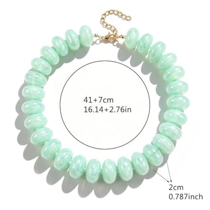 CSIYANJRY99 Chunky Beaded Necklace for Women, Large Colorful Resin Beads Statement Necklace, Boho Summer Beach Vacation Jewelry Gifts - color: Green1