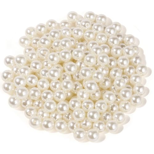 900PCS Pearl Beads for Jewelry Making 10MM Big Jewelry Beads Bulk | Round Faux Pearls Beads with Holes for Bracelet Necklace Earrings Crafting - color: ivory(10mm)