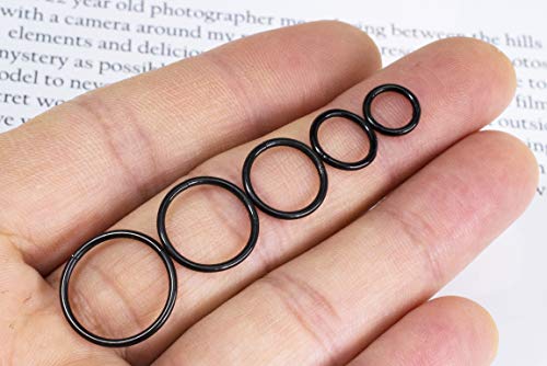 HQLA 16G Surgical Steel Hinged Clicker Segment Nose Rings Hoop Helix Cartilage Daith Tragus Sleeper Earrings Body Piercing for women 6mm 8mm 10mm 12mm 14mm - style: 16G - Black - (6mm-14mm) - 10Pcs