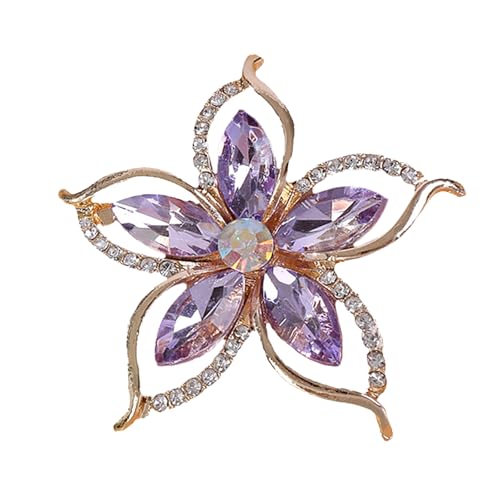 ATHHZ Pearl Flower Brooches and Pins for Women Suit Dress Decorative Gold Brooch - color: Purple B