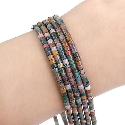 BEADIA Natural Indian Agate Spacer Beads Caps Flat Round Loose Beads for Beading Jewelry Making 3mmx2mm 38cm - color: Indian Agate, size: Flat Round 3mm x 2mm