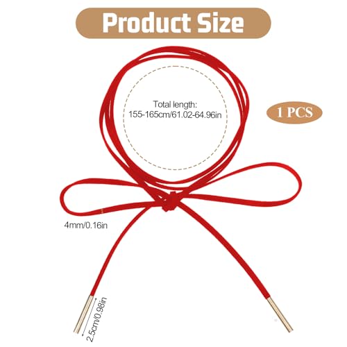 Red Choker Necklace Gothic Bow knot Choker for Women Velvet Long Wrap Rope Collar Tie Neck Chain with Gold Tube Ribbon Suede Jewelry for Party Prom
