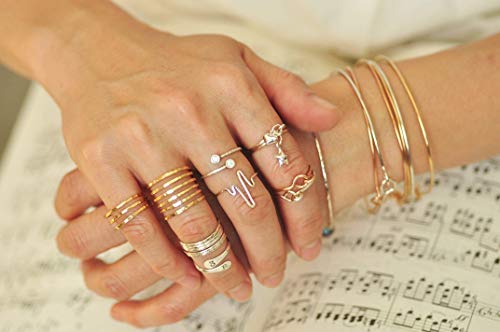 Mu-Yin Jewelry Adjustable Gold Ring for Women | 14K Gold-Filled Modern Minimalist Stacking Ring, Dainty Handmade Jewelry, Open Band, MEDIUM Size 8, Made in USA