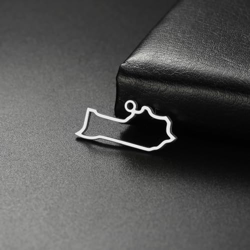 kkjoy 5Pcs Hollow Continents Maps of USA Pendant Charms for Jewelry Making and Crafting, Stainless Steel Mini Charm Craft Supplies Accessories for DIY Bracelet Necklace Earrings - color: Hollow Kentucky Map - Silver