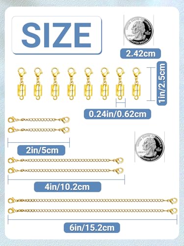 Necklace Extenders for Women and Magnetic Necklace Clasp, Gold Chain Extender for Jewelry Bracelet Anklet - color: 14Pcs Gold