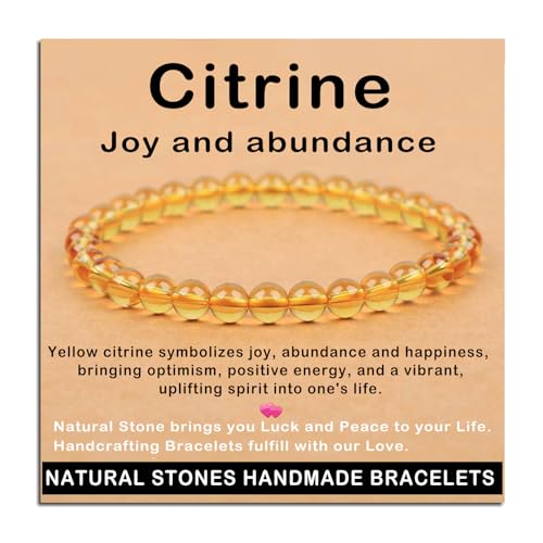 AD Beads Handmade Gemstone Stretch Elastic Bracelet Crystal Healing Reiki Nature's Beauty and Spiritual Essence Unisex (6mm, Citrine (Joy and Abundance)) - color: Citrine (Joy and Abundance ), size: 6mm