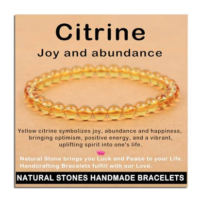 AD Beads Handmade Gemstone Stretch Elastic Bracelet Crystal Healing Reiki Nature's Beauty and Spiritual Essence Unisex (6mm, Citrine (Joy and Abundance)) - color: Citrine (Joy and Abundance ), size: 6mm