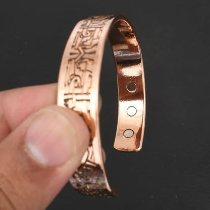 Pure Copper Cuff Bangle Bracelet 100% Solid, Raw & Uncoated Handmade Bracelets Jewelry Cuff Gift Bangle for Women & Men - color: Copper CB-105