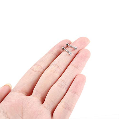 GAGABODY G23 Titanium 16G 6/8/10mm Clear CZ/Opal Internally Threaded Labret Monroe Lip Studs 6mm Helix Cartilage Tragus Earring Piercing - color: 16G-2Pcs - Length:6mm CZ:3mm