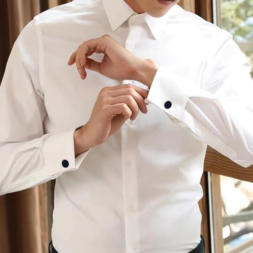 GWD Mens Cufflinks Stainless Steel Tuxedo Shirt Studs Set with Gift Box Black Cuff link Jewelry Gift Wedding Business - style: silver