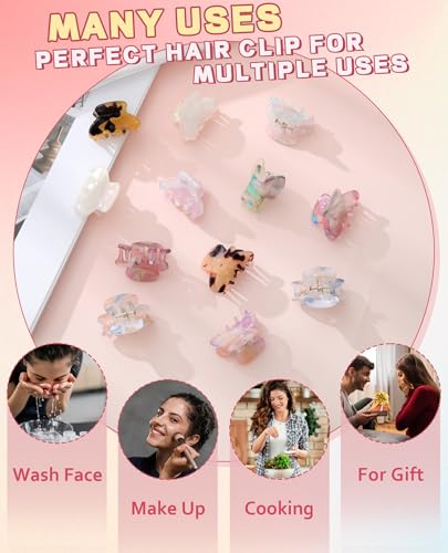 Molans 12 Pcs Small Hair Clips Mini Claw Jaw Clips Women Girls Thin Hair | Tiny Short Acrylic Cute Clips Non Slip Little Hair Accessories Clamps for Half Updo Styling Fine Hair Bangs Kids Toddlers - color: Gilltter