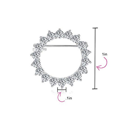 Classic Bridal Eternity Baguette Brillant Cut Cubic Zirconia AAA CZ Clear Purple Scarf Round Circle Brooch Pin For Women Wedding Gold or Silver Plated Brass - color: Silver