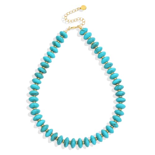 Resin Chunky Beaded Necklace for Women,Vacation Jewelry | Acrylic Beads,Boho Summer Beach Handmade Jewelry,Trendy Bold Statement Beaded Necklace,Birthday Gift for Women - color: Turquoise
