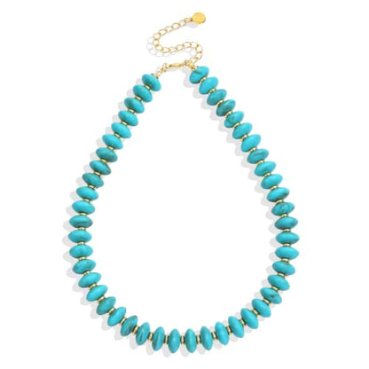 Resin Chunky Beaded Necklace for Women,Vacation Jewelry | Acrylic Beads,Boho Summer Beach Handmade Jewelry,Trendy Bold Statement Beaded Necklace,Birthday Gift for Women - color: Turquoise