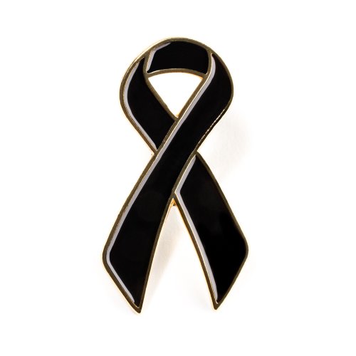 Premium Handmade Enamel Lapel Pin Brooch Badge - color: Black Ribbon Awareness, size: 1 Pin