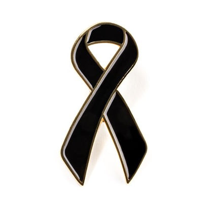 Premium Handmade Enamel Lapel Pin Brooch Badge - color: Black Ribbon Awareness, size: 1 Pin