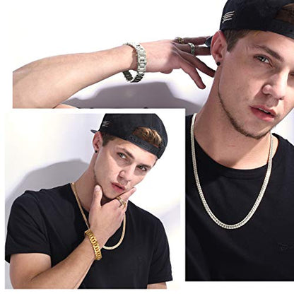 U7 Men Stainless Steel Necklace Cuban Link Chain, Flat Curb Chain Necklaces Unisex, Silver/Black/Gold Plated Chunky Hip Hop Neck Chain, 6mm/9mm Width, 18-32 Inches Length Jewelry for Mens Women - color: c. 6mm Steel, size: 24 Inches, style: a. Flat Curb