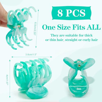 8PCS Claw Clips for Thin Hair Women, 1.6" Small Hair Claw Clips | Marble Pattern Hair Claw Clips for Fine Thick Hair Strong Hold Double Row Teeth Hair Clips Cute Jaw Clamps - color: Multicolor