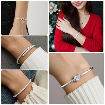 18 K Gold Plated Love Bangle Bracelet Stack Cuff Jewelry for Women Jewelry Set for Women Gift with Box - style: style15
