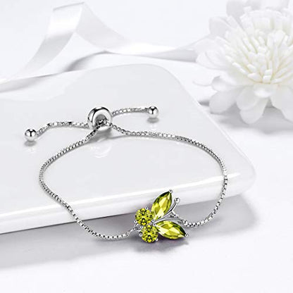 Aurora Tears Butterfly Jewelry,Women 925 Sterling Silver Butterflies Birthstone Pendant Necklace/Earrings/Rings Wedding Gift - color: H.August-set 3