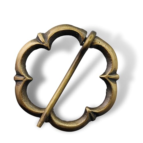 Armory Replicas™ Hand Forged Solid Brass Medieval Cloak Brooch – Viking, Celtic & Fibula Garment Pin Collection - style: Clover Brooch