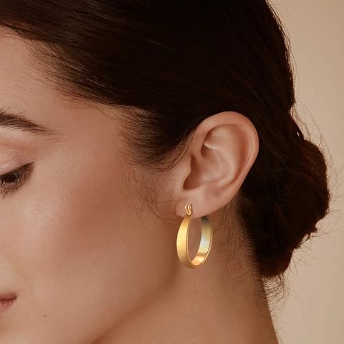 3Pairs 14K Gold Plated Chunky Hoop Earrings Set for Women, Trendy Hoop Earring 925 Sterling Silver Post - Hypoallergenic Thick Lightweight Twisted Hoops Dainty Gold Earrings for Women Jewelry Gifts - color: Gold 01