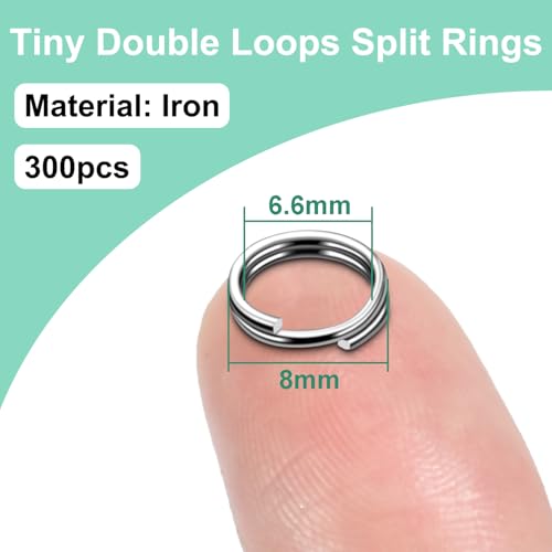 8mm 300 PCS Silver Tiny Split Key Rings for Jewelry Making, Double Loops Split Jump Rings Necklaces Bracelets Earrings Metal Mini Key Rings DIY Craft Hardware - color: 8mm(inside dia. 6.6mm) Tiny Rings Silver 300pcs