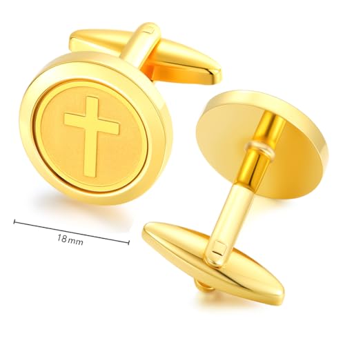 Cuff Links Mens Personalized Classic Round Cufflink Wedding Shirts Cufflinks for Men Jewelry Gifts - style: Cross sign