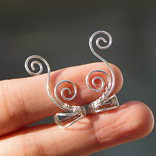 Handmade Ear Cuff Earrings, OwMell Elf Ear Cuffs No Piercing Hypoallergenic Simple Rolled Earrings Fantasy Costume for Party Wearing - style: Silver
