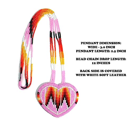 Handmade Native American Style Tribal ethnic Seed Bead Beaded Layered Medallion Necklace - color: Baby Pink