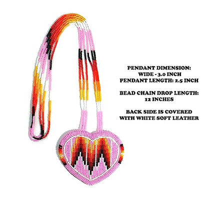 Handmade Native American Style Tribal ethnic Seed Bead Beaded Layered Medallion Necklace - color: Baby Pink
