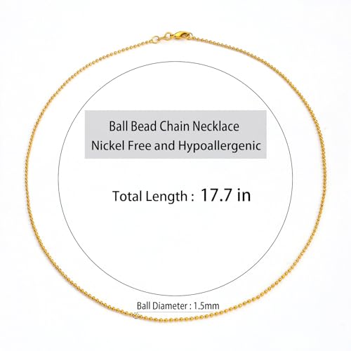 14K Gold Plated Paper Clip Chain Link Necklace Satellite Chain Necklace for Women - color: Dainty Ball Chain