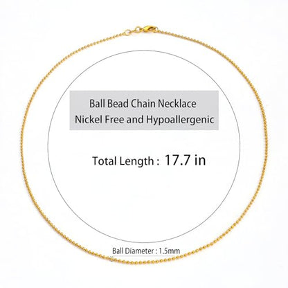 14K Gold Plated Paper Clip Chain Link Necklace Satellite Chain Necklace for Women - color: Dainty Ball Chain