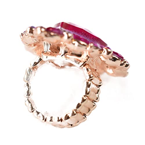 NYFASHION101 Radiant Teardrop Stone Adjustable Cocktail Statement Ring - color: Celestial Fuschia/Gold-Tone