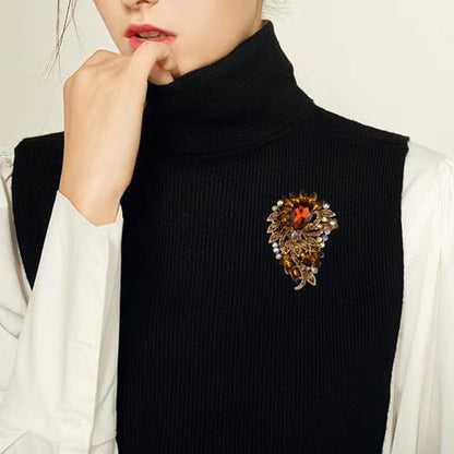 SELOVO Big Large Flower Statement Brooches Pins Scarf Decoration Gold Tone - color: Yellow