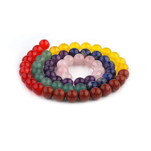 7 Chakra Gemstone Beads 6mm Polished Round Smooth Natural Chakra Stone 63pcs Healing Crystals and Stones for Jewelry Making Crafting 15Inch(7 Chakra Stone,6mm) - color: 7 Chakra, size: 6mm