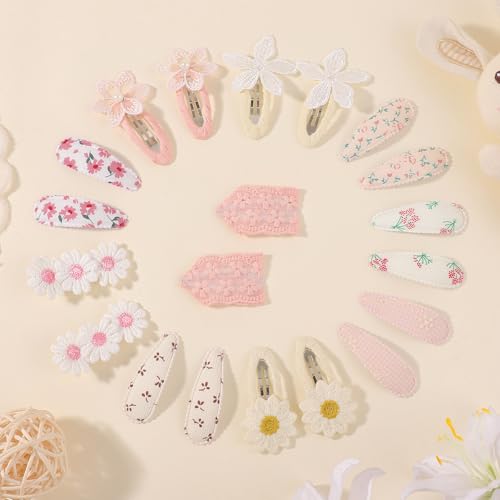 YHXX YLEN 20PCS Toddler Hair Clips Floral Flower Baby Girl Hair Clips, Non Slip Snap Hair Clips Barrettes, Cute Spring Summer Hair Accessories for Baby Girls Kids - color: 20pcs-Pink daisy