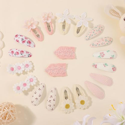 YHXX YLEN 20PCS Toddler Hair Clips Floral Flower Baby Girl Hair Clips, Non Slip Snap Hair Clips Barrettes, Cute Spring Summer Hair Accessories for Baby Girls Kids - color: 20pcs-Pink daisy