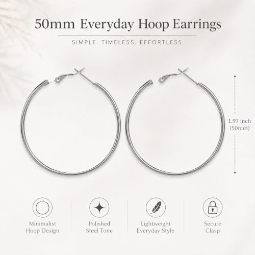 Big Chunky Gold Hoop Earrings for Women Beaded Large Statement Earrings Lightweight Fashion Jewelry Daily Wear Party Gift - color: E3:Silver 5cm