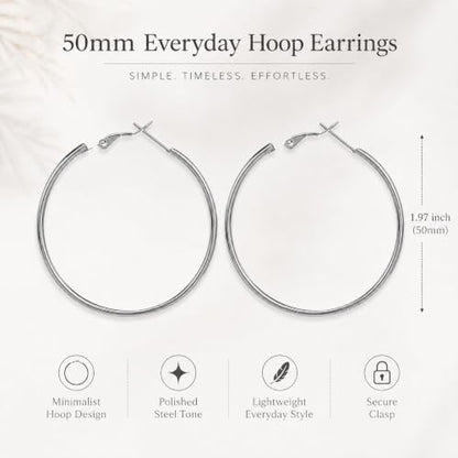 Big Chunky Gold Hoop Earrings for Women Beaded Large Statement Earrings Lightweight Fashion Jewelry Daily Wear Party Gift - color: E3:Silver 5cm