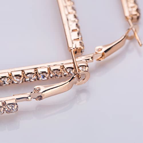 Wekicici Large Rhinestone Hypoallergenic Hoop Earrings Exaggerate Big Crystal DiamondHoop Earrings Earrings for Women Fashion Wedding Accessories(Gold) - color: gold